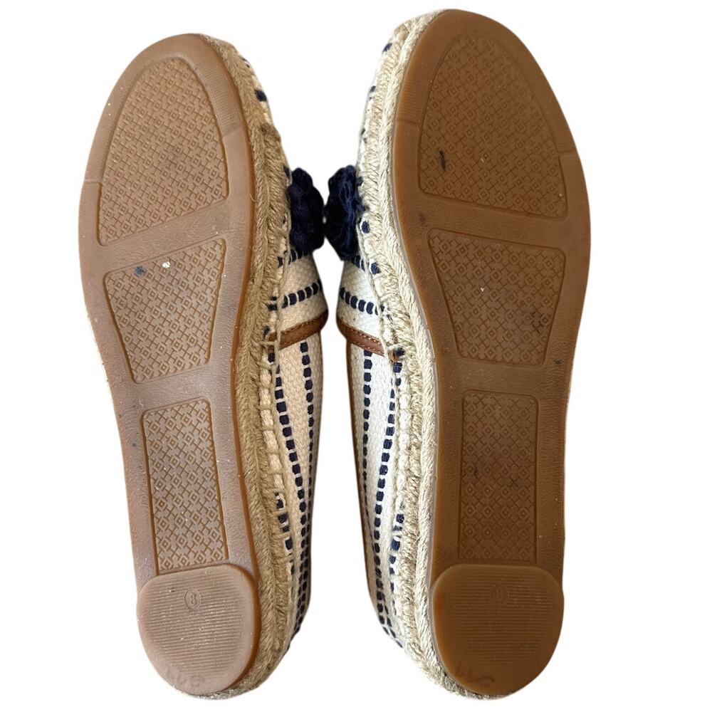 Tory Burch Shaw Fringe Espadrilles Navy Cream Stripe 8 - Picture 6 of 13